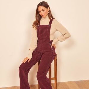 Reformation Corduroy Maroon Overalls